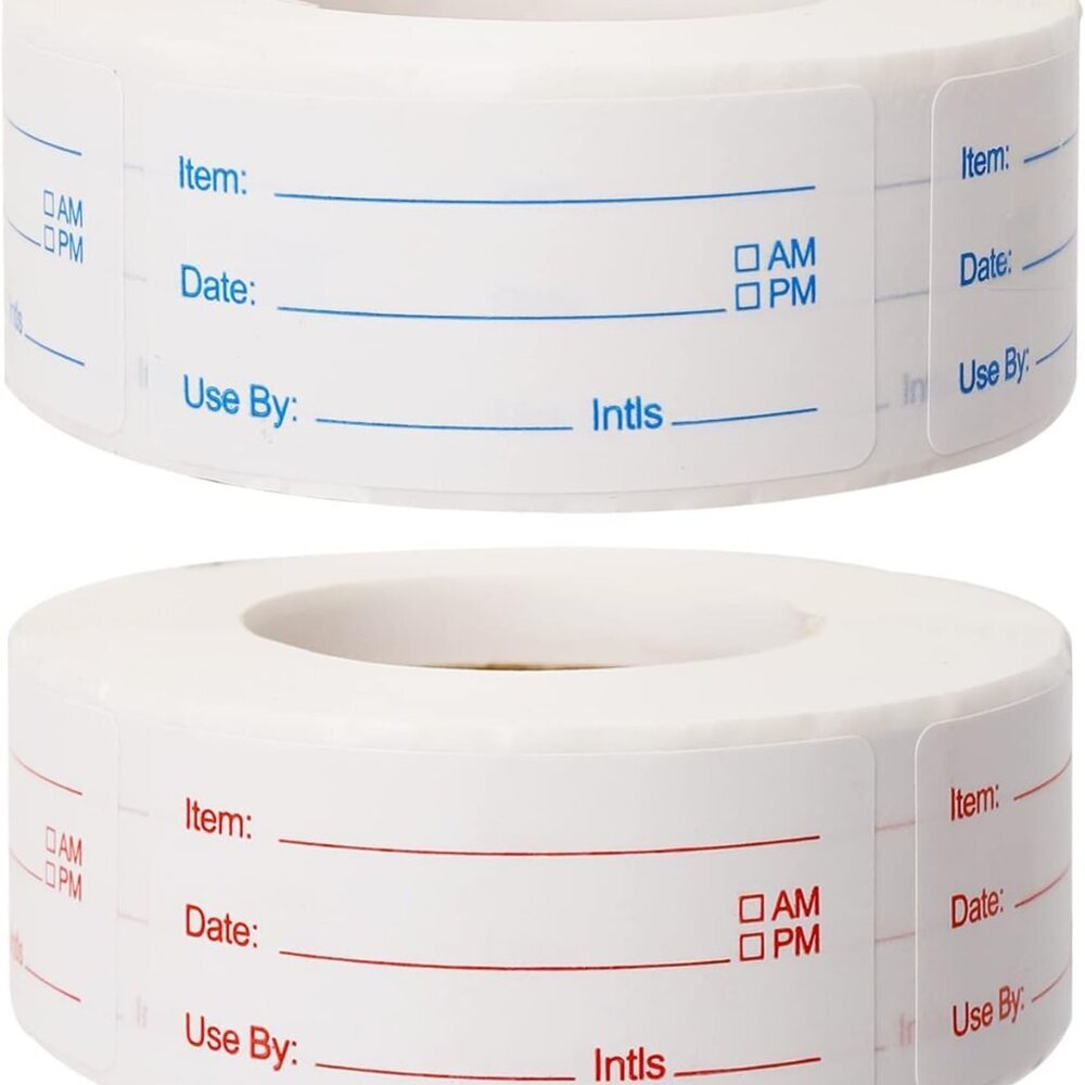 2 Rolls 1000 Pieces Removable Food Labels, 1 x 2 Inch Date Stickers for Freezer,